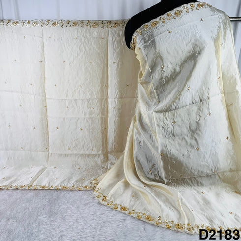 Dyeable Cut Dana Zari Sequins Simmer Tissue Dupatta-D2183